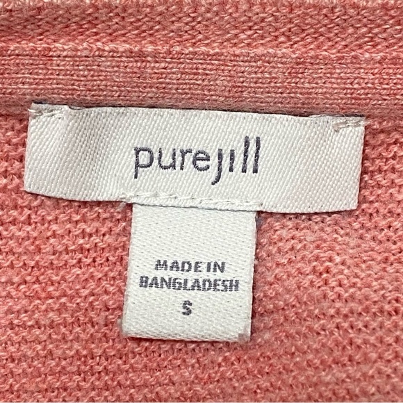 Pure Jill Pink Wool Silk Blend Pullover Boxy Fit V-Neck Soft Lightweight Small - Picture 5 of 8